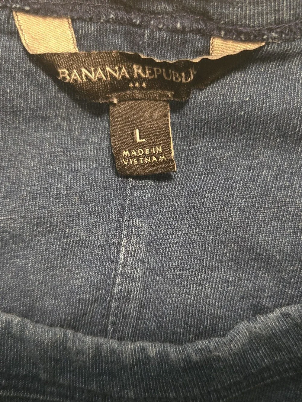 Banana Republic Men’s Blue Solid Crew Neck Pocket Cotton Knit T-Shirt L